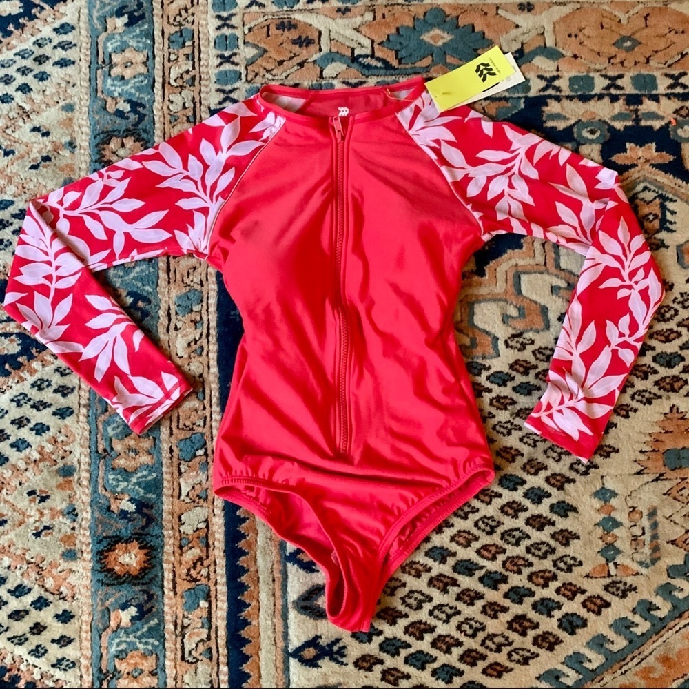 All in Motion Long Sleeve Red One Piece Rashguard